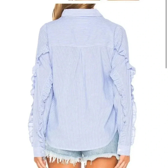 Rails Lizzi Button-down Shirt with Ruffles Bellflower Blue Stripe size Small - Picture 11 of 11